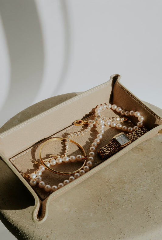 Leather Essentials Tray – Beige